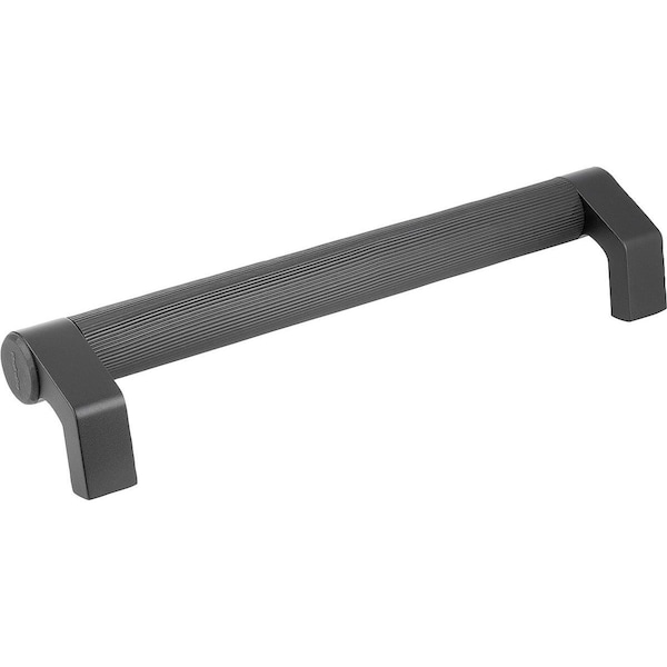 Tubular Handle Angled L=375 Aluminum, Black Plastic Ribbed, Comp:Thermoplastic, A=350, D=M08